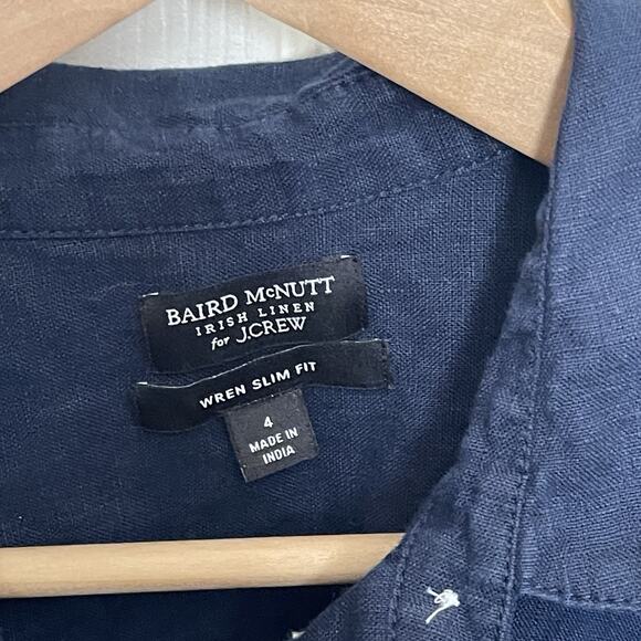 J. Crew Baird McNutt Irish Linen Wren Slim Fit Button Down Shirt Size 4 Coastal - Picture 4 of 6